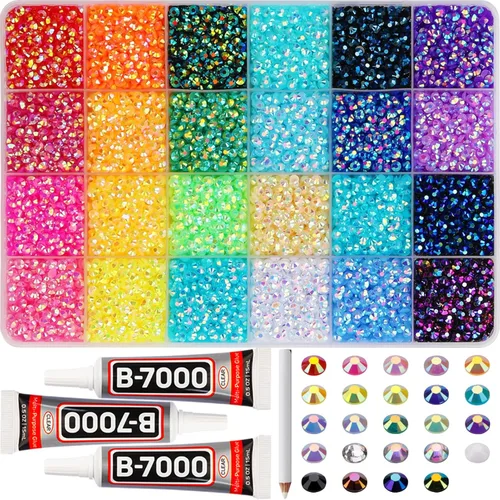 Miniatura 29 de 11000 piezas de diamantes de imitación con parte trasera plana de 2/3/4/5 mm en negro con pegamento para bordado, ropa, manualidades, zapatos, arte