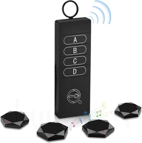 Buscador de llaves 1 transmisor 4 receptores, 80 dB + localizador inalámbrico de artículos de 164 pies de alcance para llaves, collar de mascotas,
