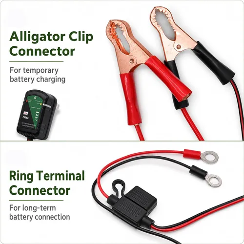 Miniatura 7 de Unocho Cargador de batería de 12 V 750 mA Mantenedor automático de goteo y flotador para baterías de plomo-ácido, desconexión rápida SAE con clips