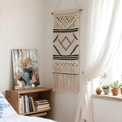 Miniatura 3 de Lienzo rústico con margaritas y margaritas, arte de pared, pintura campestre neutra, decoración de pared, flores, naturaleza muerta, botánica