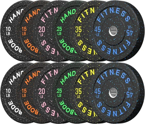 HANDBODE Placas de Parachoques de 2 Pulgadas de Alto Rebote, Juego de Placas de Peso Olímpico 45/100/160/190/260/300lb, Juego de Placas de Peso de