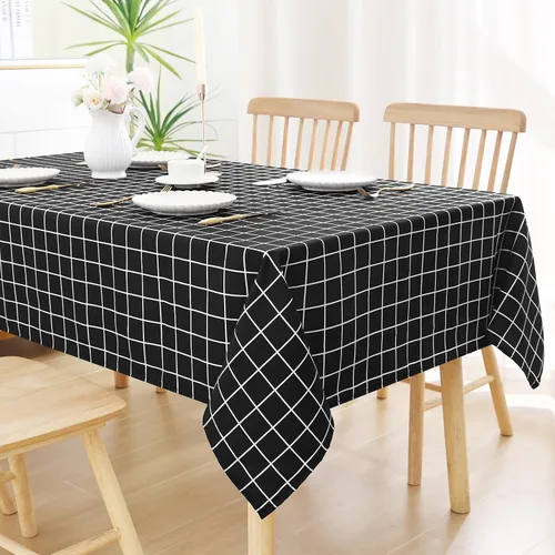 Miniatura 10 de misaya 6 Pack Rectangle Waterproof Fabric Table Cloth, Plaid Stain Resistant Polyester Tablecloth, Washable Cloth Table Cover for Dining Room