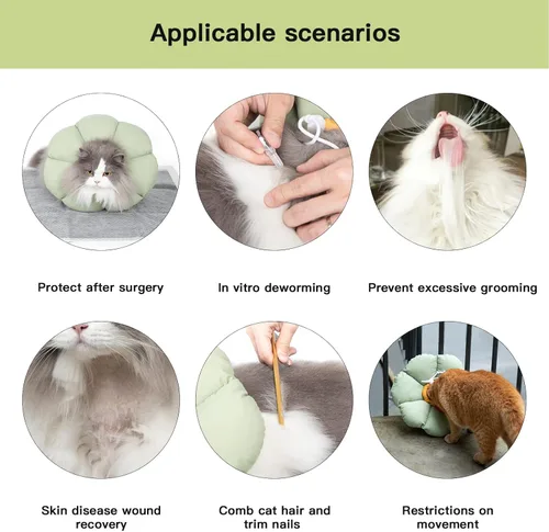 Miniatura 4 de Collar de cono de gato, lindo collar de recuperación impermeable para gatos, antimordeduras, cicatrización de heridas, collar isabelino para gatos