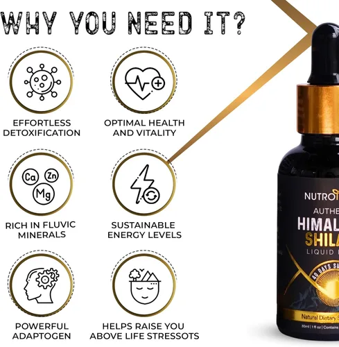 Miniatura 4 de NutroTonic - Gotas líquidas auténticas de Shilajit del Himalaya - Shilajit para hombres y mujeres - 60 días secado al sol - Grado oro raro A+
