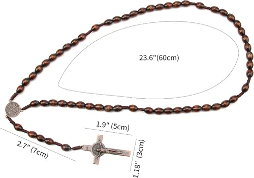 Miniatura 7 de Rosarios católicos de madera hechos a mano y crucifijo de metal, cuentas de oración de madera, collar de cruz católica, rosario cristiano, rosarios