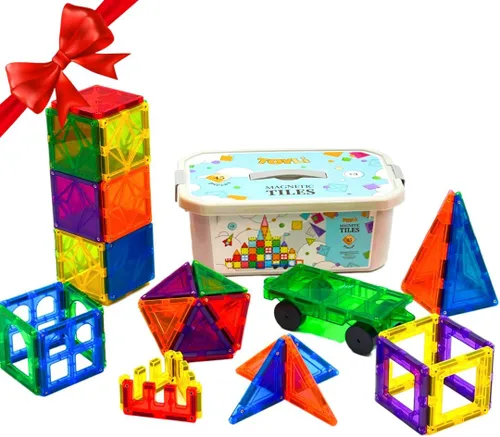 TOYLI Azulejos magnéticos de colores claros bloques magnéticos para niños, azulejos magnéticos, bloques magnéticos STEM para conectar azulejos,