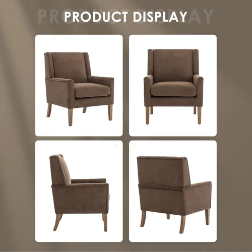 Miniatura 6 de COLAMY Juego de 2 sillas modernas con respaldo alto tipo wingback para sala de estar, sillón de acento tapizado en tela, silla de sofá individual