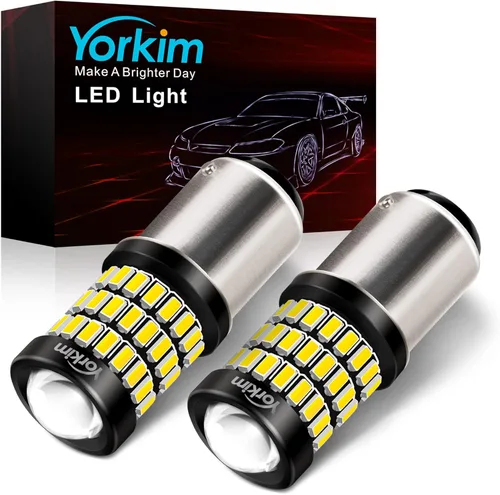 Miniatura 12 de Yorkim Bombillas LED 1157 brillantes rojas, bombilla de freno 1157, 9-30 V, 1157 2057, 2357, 7528, BAY15D, bombilla LED con proyector de repuesto