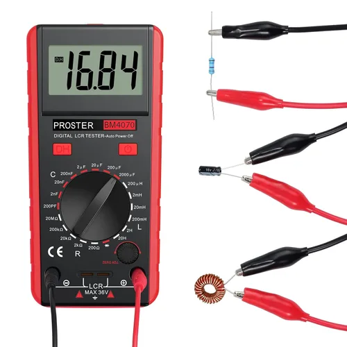 Miniatura 5 de Proster Medidor LCR - Probador de Resistencia de Inductancia y Capacitancia Multímetro con Autodescarga y Pantalla de Sobrecarga