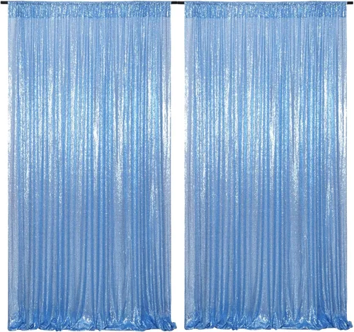 Miniatura 37 de Poise3EHome Cortinas de Fondo de Lentejuelas Verde Azulado, 4 PCS Paneles de Lentejuelas de 3FT x 8FT para Telón de Fondo, Cortinas de Fondo