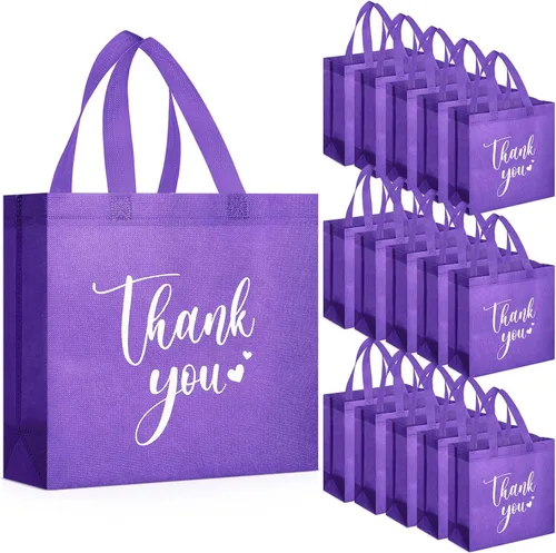 Miniatura 11 de Sweetude 30 Bolsas de Regalo de Agradecimiento con Asas a Granel Bolsa de Dulces Reutilizable No Tejida Plegable Bolso de Mano para Regalos
