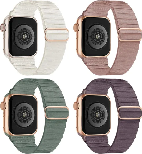 Miniatura 32 de Paquete de 4 correas elásticas Solo Loop compatibles con Apple Watch de 1.496 pulgadas, 1.575 pulgadas, 1.614 pulgadas, 1.654 pulgadas, 1.732