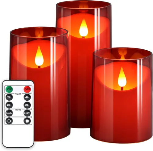 Miniatura 10 de NURADA Velas sin llama con temporizador remoto: vela de pilar LED de mecha 3D que funciona con pilas, juego de velas falsas de acrílico irrompible