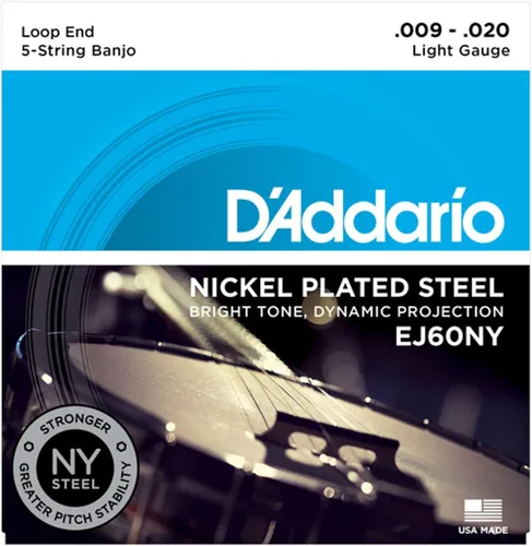 Miniatura 5 de D'Addario Cuerdas para banjo tenor, bronce fosforado, EJ55, calibre medio 9-30, juego de 5 cuerdas, paquete de 1