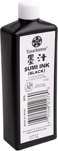 Yasutomo Bokuju Tinta líquida – Tinta Sumi de 2 oz para caligrafía y obras de arte – Tinta de dibujo negra para uso con pinceles de tinta japoneses