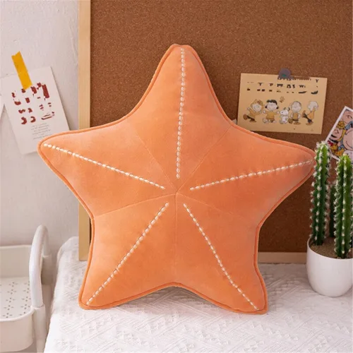 Miniatura 3 de Almohada de concha de estrella de mar para suelo, sofá, cojín de lectura (naranja, 19.6 pulgadas)
