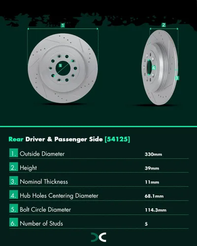 Miniatura 4 de SCITOO Rotores de disco sólido traseros de 12.99 pulgadas (12.992 in) + pastillas de freno de cerámica de repuesto para Ford For Edge, para Ford