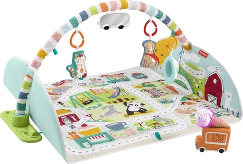 Fisher-Price Alfombra de juegos para bebé, gimnasio de ciudad a jumbo con música y luces para juegos de desarrollo, recién nacidos a partir de 0