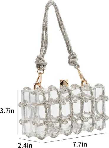 Miniatura 2 de Diamante hand Bag. Rhinestone Evening bag. Hardbodied acrylic handbag. Gift for her. Sparkling rope handbag