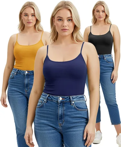 Miniatura 387 de Emmalise Camisola larga casual básica para mujer, con tirantes ajustables, top en capas