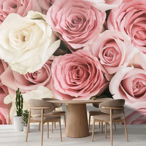 Miniatura 3 de wall26 Adhesivo de pared removible/Mural de pared Collage de pétalos de flores rosas rosadas y blancas Naturaleza Vida silvestre Fotografía Realismo