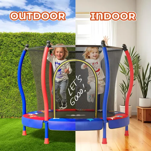 Miniatura 5 de Happin® - Cama elástica de 55 pulgadas para niños con cerca de seguridad, trampolín interior y exterior para niños pequeños, diseño ultra seguro