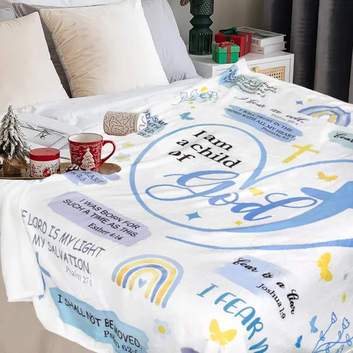 Miniatura 6 de Regalos de bautismo para niña, regalos cristianos para mujeres, manta con la frase "I Am a Child of God", regalos de primera comunión para niñas