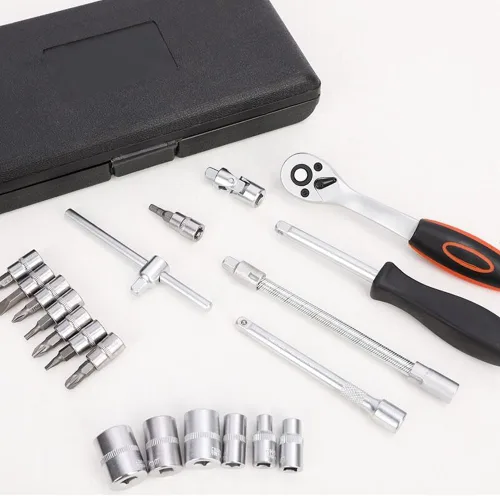 Miniatura 6 de FLZOSPER Juego de 46 piezas de 1/4 de pulgada y 45 dientes con llave de trinquete reversible, kit de herramientas para reparación automática y hogar