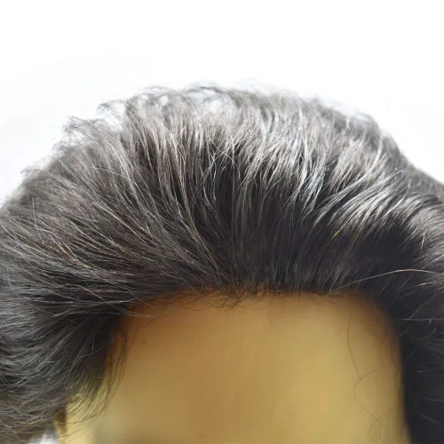 Miniatura 3 de LYRICAL HAIR Toupee para hombres de aspecto natural de cabello humano fino mono encaje hombres reemplazo sistema de pelo PU polipiel alrededor