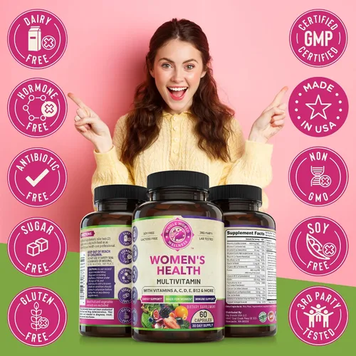 Miniatura 7 de Suplemento multimineral multivitamínico diario para mujer para energía, estado de ánimo, concentración, cabello, piel y uñas. Hecho para mujeres