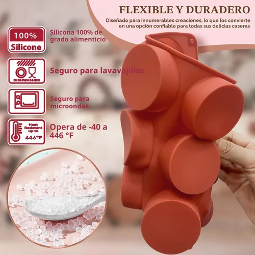 Miniatura 3 de HKNMTT Moldes redondos de silicona, 2 unidades, 12 cavidades de 2.1 pulgadas, cilindros cubiertos de chocolate, moldes para hornear antiadherentes