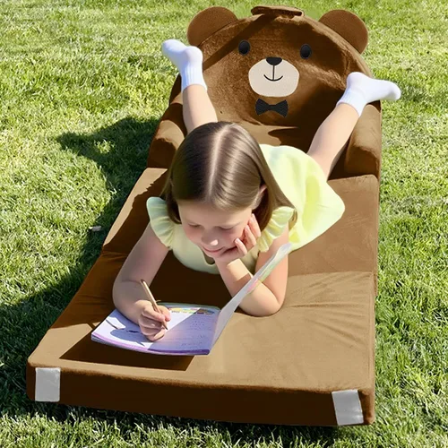 Miniatura 2 de Sofá cama para niños con funda extraíble lavable y respaldo de cinta mágica - Silla plegable para niños pequeños, cómodos muebles de terciopelo