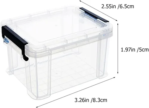 Miniatura 4 de Zerodeko Mini cajas de almacenamiento transparentes con asas, paquete de 5 recipientes pequeños transparentes para la oficina en casa, organización