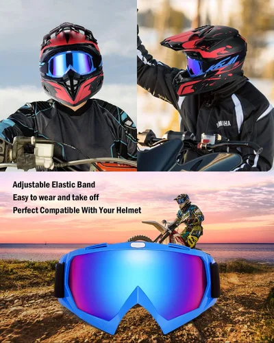 Miniatura 3 de KEMIMOTO Gafas de motocross y ATV/UTV con protección anti UV Lente azul-azul
