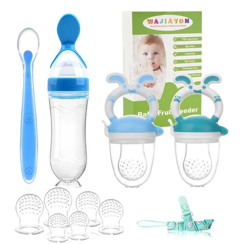 Miniatura 14 de Chupete Alimentador de Frutas para Bebé - Paquete de 6 2 Chupetes Alimentadores de Comida para Bebés y 2 Cucharas Dispensadoras de Comida