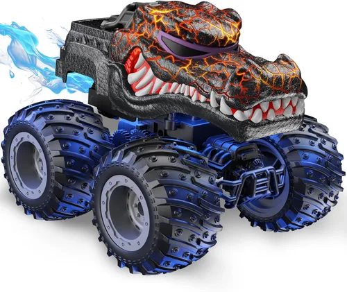 Miniatura 8 de AUUGUU Auto a control remoto, juguetes de camiones monstruos de 2.4 GHz con spray ligero, regalo de cumpleaños para niños de 3, 4, 5, 6, 7, 8, autos