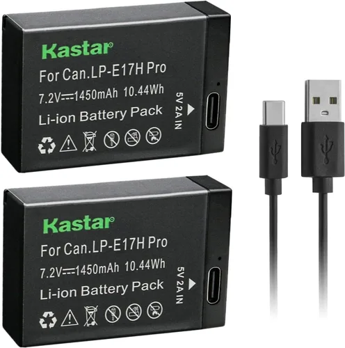Miniatura 8 de Kastar Paquete de 1 batería LP-E17H Pro con cable tipo C compatible con Canon LP-E17 LP-E17H, batería 9967B02, Canon EOS 750D, EOS 760D, EOS 800D
