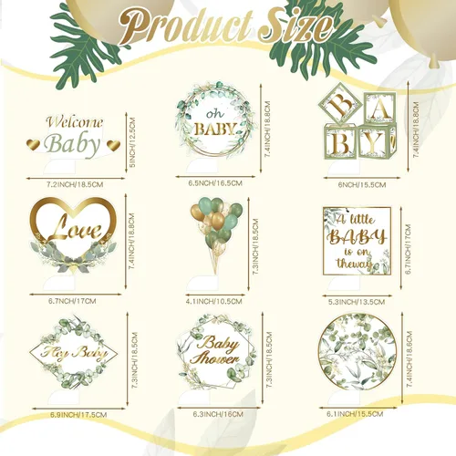 Miniatura 5 de Weecent Centros de mesa de nido de abeja para baby shower, 9 piezas, decoración verde salvia, centro de mesa de fiesta, fiesta de cumpleaños de niño
