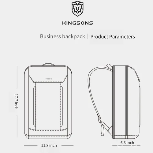 Miniatura 2 de Kingsons Mochila con compartimento para laptop de 15.6 pulgadas para hombres, mochila de negocios delgada y duradera para el trabajo, viajes