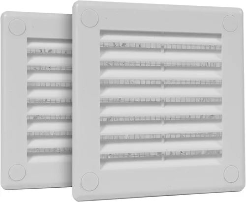 Miniatura 18 de Paquete de 2 cubiertas cuadradas de ventilación de aire de 4" x 4" (tamaño exterior) - Deflector de ventilación de plástico negro - Malla