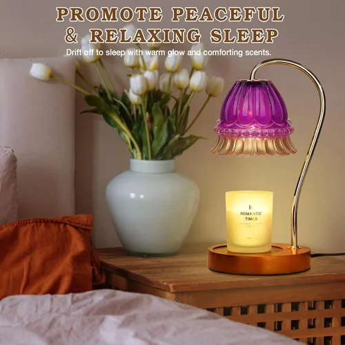 Miniatura 7 de Funistree Paquete de 2 lámparas calentadoras de velas de flores, lámpara de vela con temporizador, regalos de cumpleaños de Navidad para mujeres
