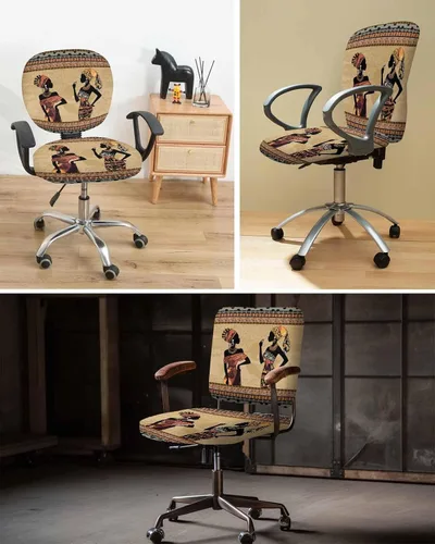 Miniatura 3 de Fundas para silla de oficina para mujeres africanas, elásticas, 2 piezas, suave, decorativo, protector para silla de escritorio, protector universal