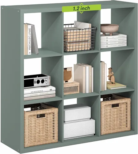 Miniatura 60 de Furinno Organizador de Almacenamiento en Cubos Decorativos con Respaldo Abierto, 4 Cubos, Gris Claro