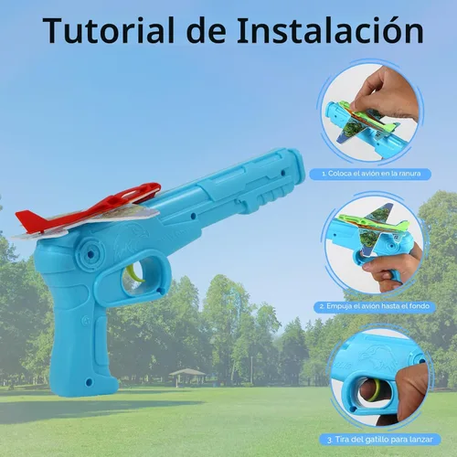 Miniatura 6 de Manmel Paquete de 12 lanzadores de aviones para niños, 2 lanzadores y 10 planeadores de espuma, juguetes voladores para interiores y exteriores