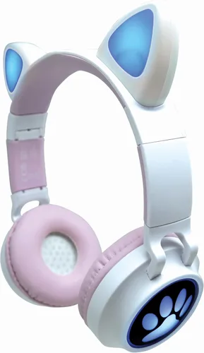 LEXiBOOK - Auriculares inalámbricos recargables 2 en 1 con luces - Sonido estéreo, inalámbrico con cable, plegable, ajustable, luces LED - HPBTKT