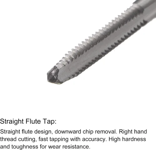 Miniatura 3 de uxcell 4-40 UNC Straight Flute Thread Tap y 0.091 in Twist Drill Broca Set, titanio plateado 6542 Acero de alta velocidad Brocas de perforación