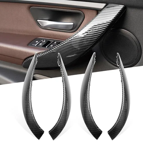 Miniatura 9 de Jaronx Cubierta exterior de repuesto de fibra de carbono ABS para manija de puerta compatible con BMW Serie 3 F30/F31 2012-2018 y Serie 4 F32/F33