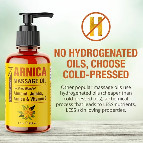 Miniatura 2 de Aceite de masaje para músculos adoloridos de Seven Minerals con árnica para terapia de masaje - 4 oz - Ideal para masaje corporal profesional