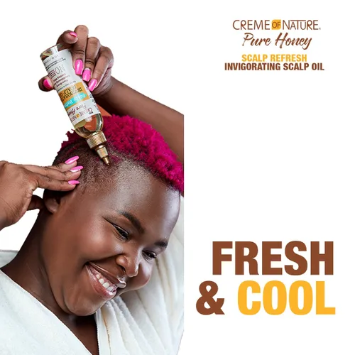 Miniatura 4 de Creme of Nature Pure Honey Scalp Refresh Aceite de tratamiento vigorizante para el cuero cabelludo, fórmula ligera con menta y aloe, humedad