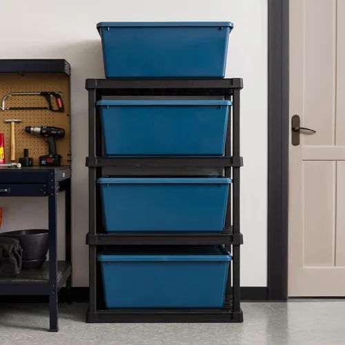 Miniatura 7 de IRIS USA Contenedores de almacenamiento de plástico apilables de 91 cuartos de galón con tapas, paquete de 4 unidades, sin BPA, ecológicas, solución
